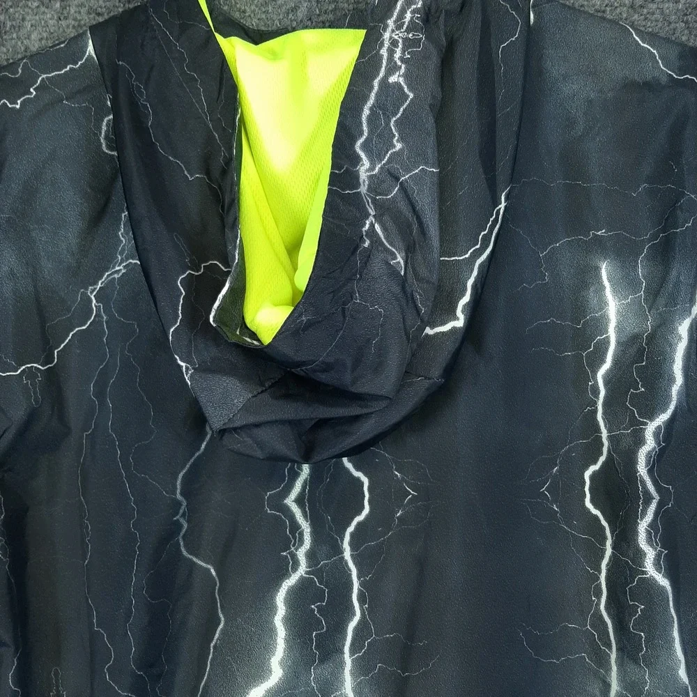 Nike 3 Brand Lightning Windbreaker 0457-023 Size L 12-13Y Black White Youth